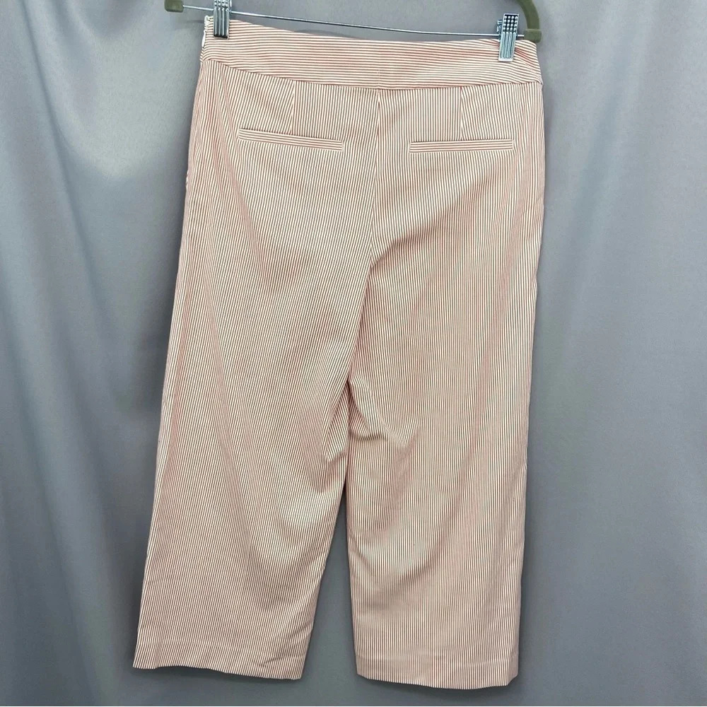NWT Loft Red White Striped Cropped Wide Leg Flat Front Pants Size 0 Nautical - Picture 4 of 7